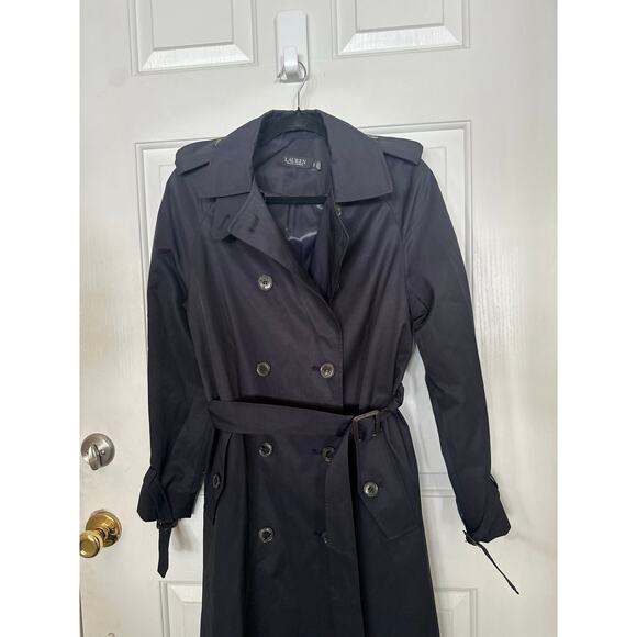 Ralph Lauren Coat Women's Size S Blue Double-Breasted Trench Coat Classic Preppy - Picture 6 of 11